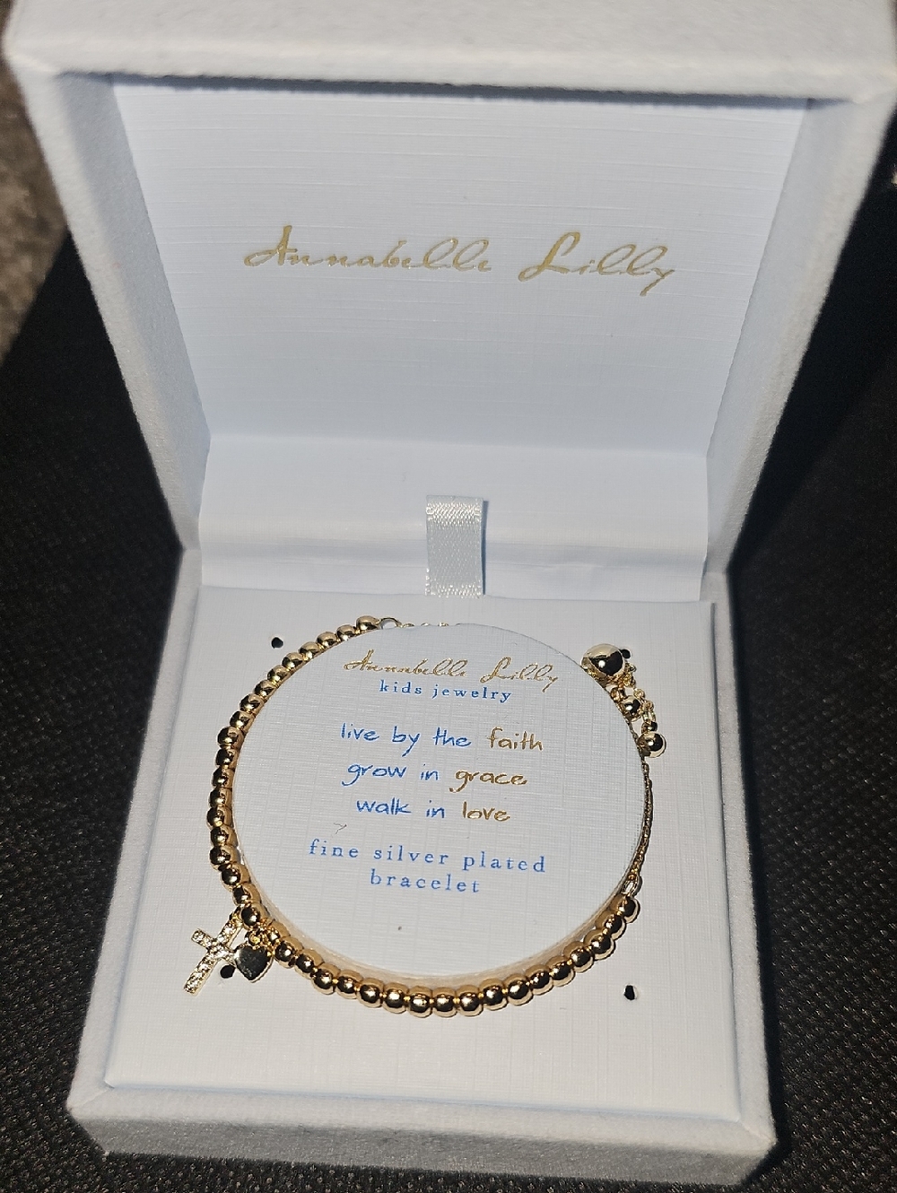 Annabelle Lilly Gold Beaded Bracelet w/ Cross and Heart Charms